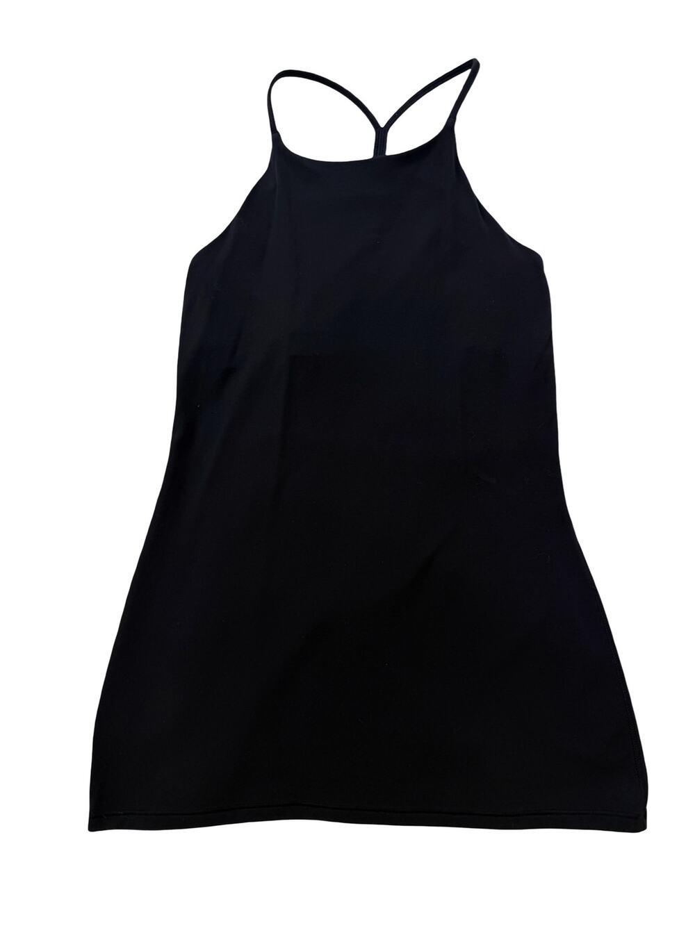 Lululemon Power Y Tank Black Luon Built In Bra Racerback Yoga Top Sz 4 NO PADS